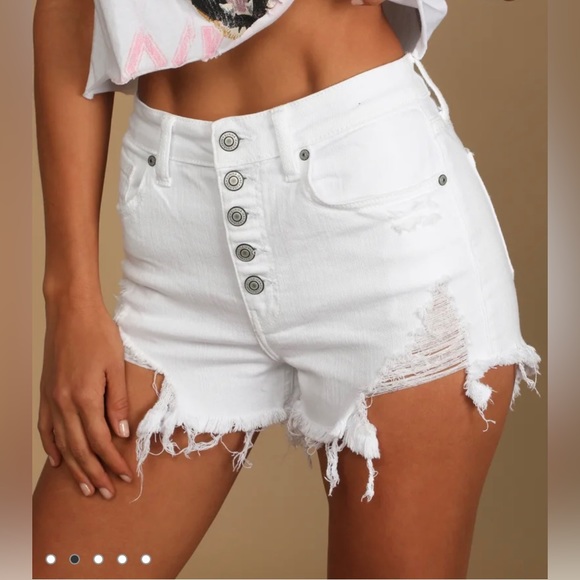 eunina Denim - Lulus High waisted button fly shorts